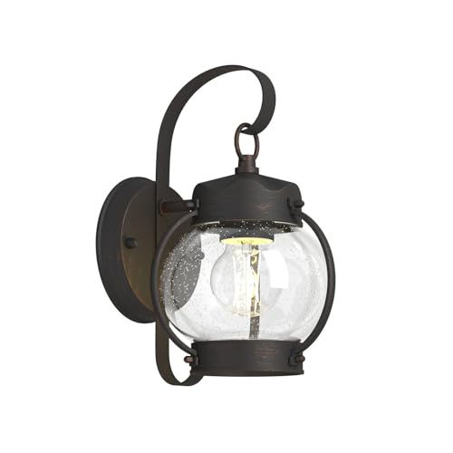Lindby Wandleuchte außen Gerlo (Landhaus, Vintage Rustikal) in Braun aus Aluminium (1 flammig E27) - Außenwandleuchten Wandlampe Led Außenlampe Outdoor für Außenwand/Hauswand Haus