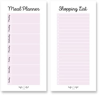 Modpile Weekly Meal Planner Pad Shopping List - 2 Magnetic Pads  120gsm Uncoated Paper - Gift idea for busy parents, professionals and students - Pink Lavander, Multicolor