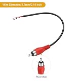 QUARKZMAN 0,7FT RCA na pustym drucie kabel głośnikowy 22AWG zamiennik czerwona wtyczka RCA na otwartym końcu Pigtail kabel audio adapter do wzmacniacza domowego audio głośnik 4 sztuki