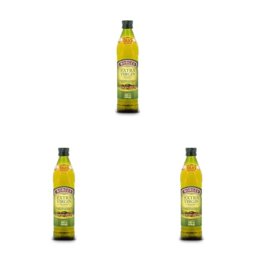 Image of Borges Extra Virgin Olive Oil - 500 ml |Unrefined & Cold Pressed Oil|Packed in Spain |75% MUFA | Rich in Antioxidants | Ideal for Low Heat Cooking Like sauteing & Grilling, Salad Dressing (Pack of 3)
