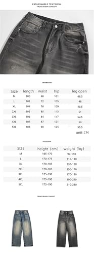 Men Washed Jeans Street Trousers Solid Color Wide Leg Pant Button Streetwear Denim Pants4