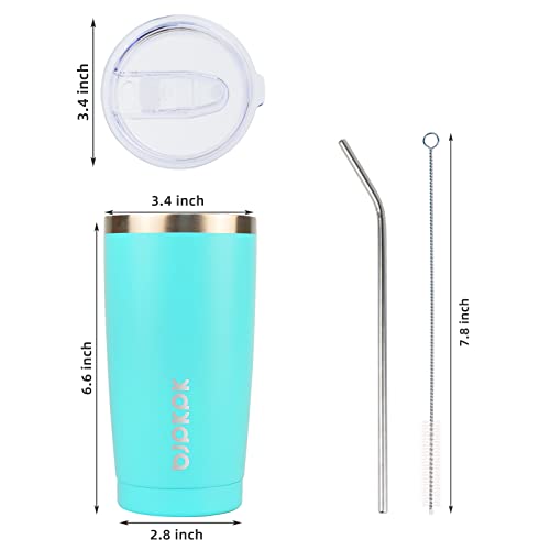 Image of BJPKPK 20oz Coffee Tumbler with Lid & Straw, Insulated Stainless Steel Mug | Double Wall Vacuum, Keeps Hot /Cold, BPA Free, Leak Proof, Iced Coffee Cup Fit Car Holder, Travel & Beach, Turquoise