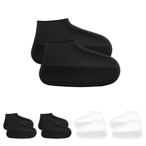 4 Pcs Schuhüberzieher Wasserdicht, Schuhüberzieher Rutschfest, Einweg/Mehrweg Latex-überschuhe mit, überzieher Schuhe für Regen,Schneetag,Wüstenstrand,Schlammige Straßen