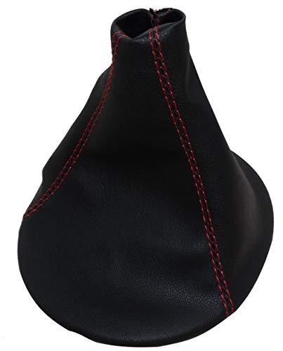 AERZETIX - Cuffia Soffietto - per Leva del Cambio - in Similpelle - pelle Nero con Cuciture Rosso