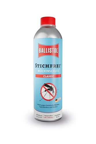 BALLISTOL 26710 Stichfrei Mückenschutz 500ml Flasche Anti-Insekten-Öl – 8h Schutz vor Bremsen, Fliegen, Zecken, Moskitos, Keine Farbe