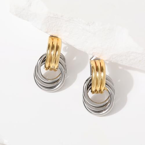 Image of SHERLOVE Chunky Knot Gold Earrings Women Statement Drop Dangle Earrings | 14K Gold Plated Hypoallergenic Lightweight,Trendy Dainty Elegant Cute,Women Gold Jewelry Fashion Accessories Gifts