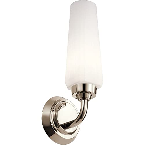 Image of Kichler Truby 11.5 Inch 1 Light Wall Sconce with Satin Etched Cased Opal Glass in Polished Nickel