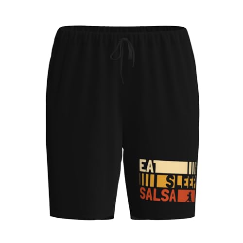 Eat Sleep Salsa Repeat Pajama Shorts for Men, Men's Pajama Bottoms, Sleepwear for Summer2