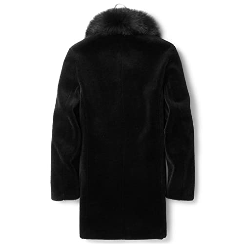 YJKIS Manteau long en fausse fourrure pour homme avec col en fourrure duveteuse - V??tement d 