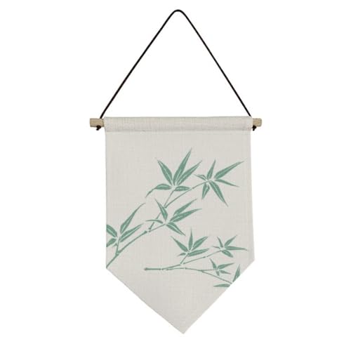 Drapeau sur toile peinture verte pour un salon style nature et zen