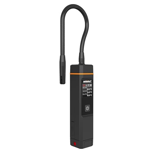 NAVAC NSH1 Bluetooth Psychrometer with Digital Display - HVAC Humidity & Temperature Diagnostics High Accuracy Sensor - One Button Operation Easy Switch Knob Rechargeable Battery - App Ready 7.8 oz