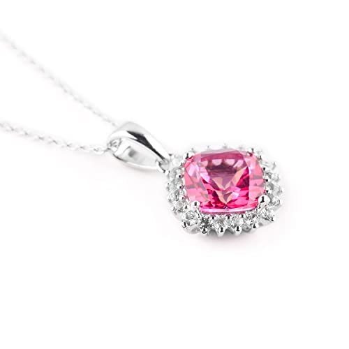 Infinitygemsart Pink & White Topaz Pendant Necklace For Women, Birthstone, Natural Gemstone Brilliant Cut, Dainty Handmade Jewelry, Chakra Energy Crystals, 925 Sterling Silver Chain 20 Inch #TOP19