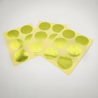 Remarkable Gold Certificate Embossing Seal Label - 1.5 Inch Gold Foil Sticker Envelope Package Serrated Edge Self-Adhesive Stickers 180 Labels Per Pack