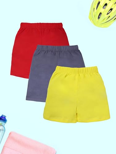 Image of KiddoPanti Girls Cycling Shorts Pack of 3 | Soft & Stretchy Cotton Spandex | Comfortable Fit with Elastic Waistband | Solid Colors Half Tights for Girls Inners