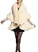 Helan Women's Faux Fox Fur Double Layers Shawl Cloak Cape Coat