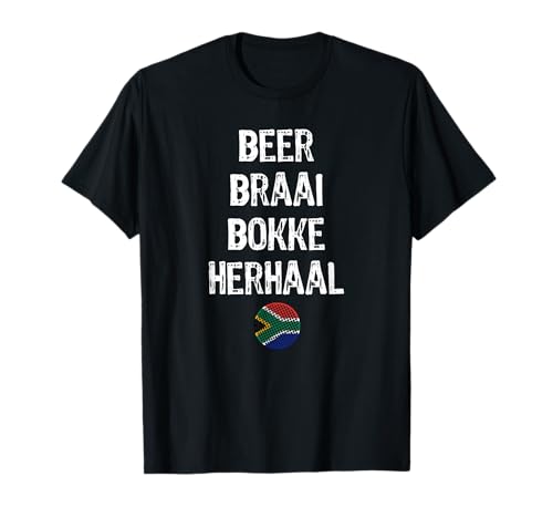 Beer Braai Bokke Herhaal Afrikaans South Africa Rugby Fan T-Shirt