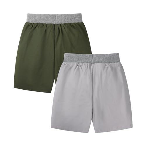 Image of HILEELANG Toddler Boy Chino Shorts Summer Cotton Stretch Drawstring School Uniform Jogger Shorts 2 Pack