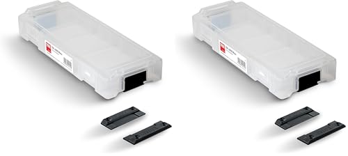 TOX Sortierbox L-BOXX Micro für Schrauben und Dübel, individuell anpassbar + Befestigungsklammer L-BOXX Fix Clip (2 Stk. im Beutel) für sichere Fixierung an Werkbank, Wand uvm., 094909142