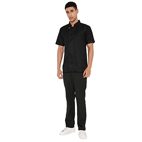 Image of Associated Uniforms Premium Plain Half sleeve Chef Coat (Chef Jacket - Smart Fit) (XXL-44, BLACK) B0B3XHTB82