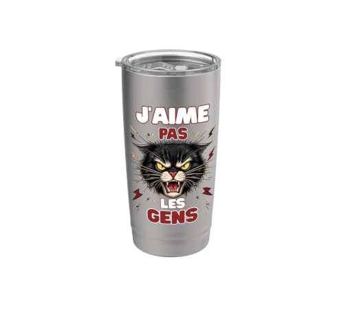 j'aime pas les gens sarcasme humour chat grognon Gobelet isotherme en acier inoxydable double paroi