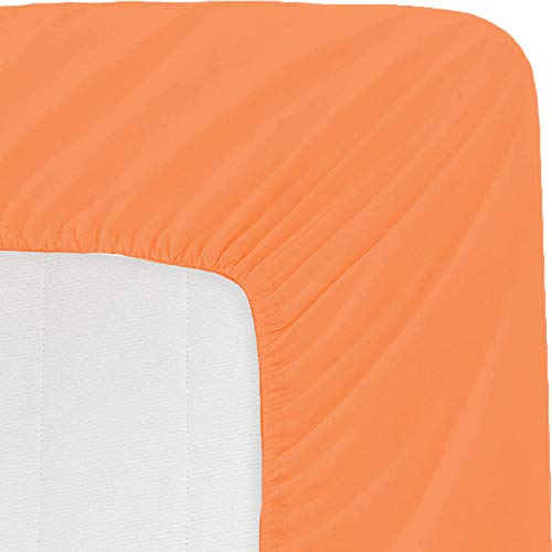 Image of Sweet Dream's 750 Collection Egyptian Cotton Fitted Bedsheet 4 to 12 Inch Matress 15 inch Drop Olympic Queen Size Bed (66x72) Inches (5.5 by 6) Feet + 2 Pillow Covers (18x28), Orange