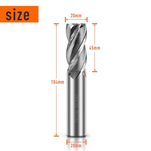ASNOMY 20mm HSS Schaftfräser CNC Drehmaschine geraden Schaft, 4 Flöte Spiralfräser Schneide Schaftfräsersatz Drill End Mill Fräser Bit