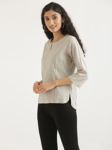 Image of SAADAA Everyday Cotton Top | Women's Regular Solid Color Top | Casual /Office Wear