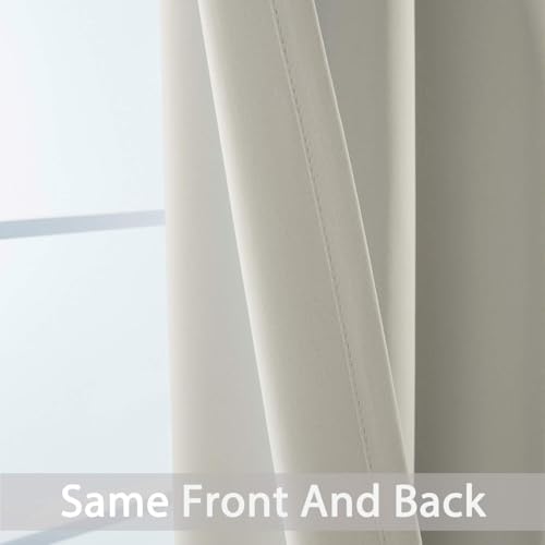 Yakamok Room Darkening Blackout Curtains Thermal Insulated Grommet Curtain Panels for Bedroom, 42W x 72L, Light Beige, 2 Panels