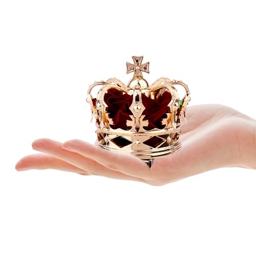 Pinza cabello tiara dorada Veemoon hecha a mano con sujeción segura para tocado de reina infantil