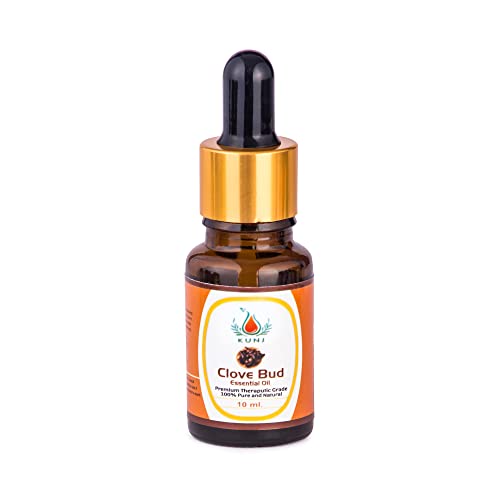 Image of KUNJ Clove Bud Oil (Syzygium aromaticum) 10ML - 100% Pure & Natural, Undiluted, Steam Distilled - Therapeutic Grade Oil for Aromatherapy, Oral Care & Skin Nourishment