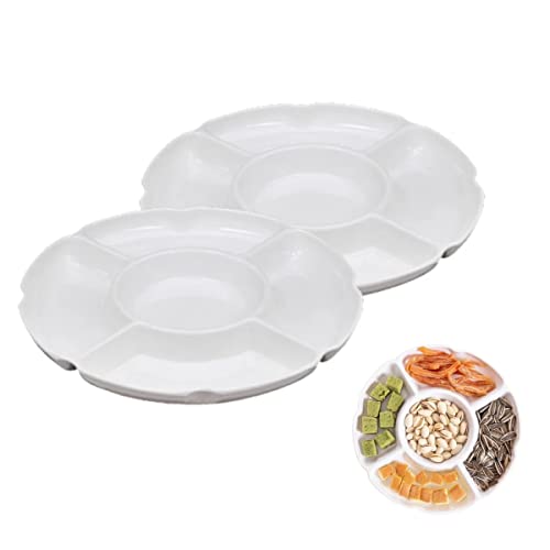 UOIPU 2 Stück snackschale mit fächern,5 Fächer snackteller Würze Sharing Platte,Gut für Chips und Dips für Süßigkeiten und Gemüse Cover