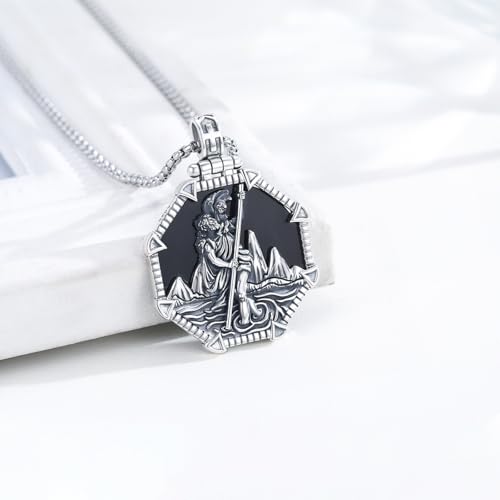 Saint Necklace 925 Sterling Silver St Necklace Amulet Pendant Jewelry Religious Gift for Men Women2