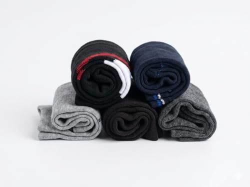 Image of Men's Pure Cotton Ankle Socks, Multicolor, 100% Pure Cotton, Free Size, Pack of 5 Pairs, Casual Sporty Style