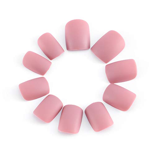 Handcess Kunstnägel, quadratisch, matt, kurz, Pink (Rosa) – Bild 4