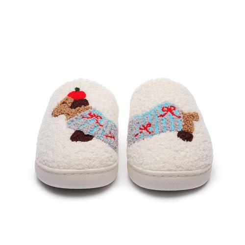OJXTRDE Niedliche Neuheit Tier Dackel Hausschuhe Lustige Haustier Hund Wurst Hund Corgi Deutscher Schäferhund Pantoffeln Innen Baumwolle Warm Schuhe