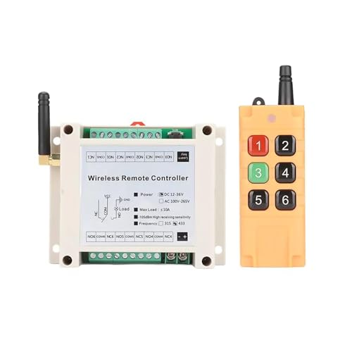 Wireless Remote Switch+Remote Control, Dc12v-36v 6CH Relay Receiver, Big Terminal Easy Wiring