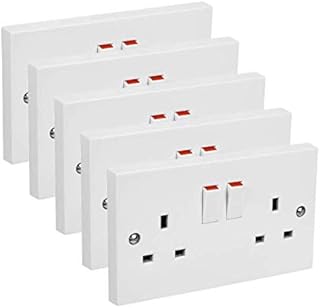 5 x White 13A Square Edges Double 2 Gang Sockets Power Outlets Electrical Mains