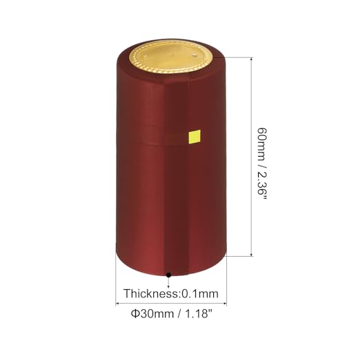 Tapas retráctiles de PVC color borgoña para botellas, capsulas termoencogibles 30mm 3