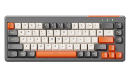 LexonElec X FREEWOLF M68 65% Wireless Gaming Keyboard, QWERTY Layout, BT/2.4G/Wired Silent Membrane Keyboard, Rainbow Backlit 67 Keys PBT Keycaps, 2000mAh Portable for Gamer/Office - Grey LexonElec X FREEWOLF M68 65% Wireless Gaming Keyboard, QWERTY Layout, BT/2.4G/Wired Silent Membrane Keyboard, Rainbow Backlit 67 Keys PBT Keycaps, 2000mAh Portable for Gamer/Office - Grey