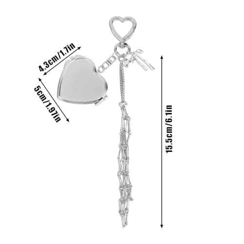 Image of Lipstick Holder Keychain, Y2K Bag Charm Accessories with Touch Up Mirror, Silver Net Pouch for Lip Balm and Makeup Organizer, Portable Bag Link Charm for Daily Use and Travel Essentials