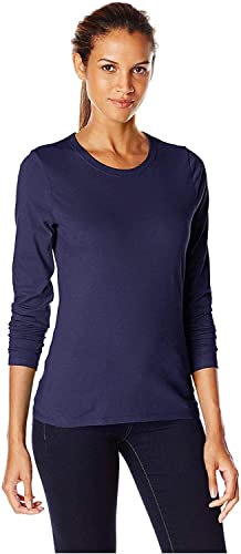Hanes Women's Long Sleeve Tee, Navy, Large