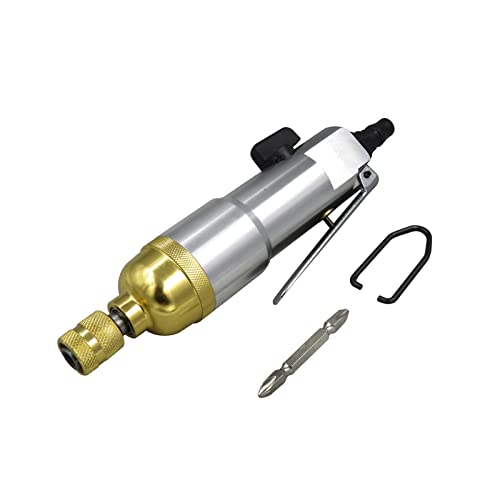 FTVOGUE Destornillador Neumático, Herramienta de Torsión Neumática con Recto de Aleación de Aluminio, Portabrocas de 35 Nm, 9000 RPM, 1,4 Pulgadas, Pistola de Tornillo de Velocidad Ajustable para