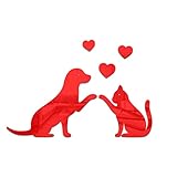  AKTOUR Scrivania Stanzetta acrilico impermeabile a tema animale Adesivi murali appiccicosi per cani fai-da-te Decalcomanie per soggiorno Camera da letto per bambini per Adesivo Specchio Da (Red, One