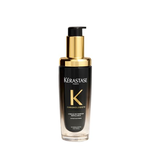 KERASTASE Chronologiste - Huile Capillaire Parfumée - Rose de Thé, Bois Légers & Musc - Nourrit & Revitalise - Infusée à l'Extrait de Myrrhe - Flacon Rechargeable - Tous Types de Cheveux - 75 ml