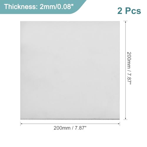 Image of uxcell 2Pcs GR2 Titanium Plate Sheet, 200x200x2mm Titanium Alloy Metal Sheet for Industrial Machinery Metalworking (8 inchx8 inchx0.08 inch)