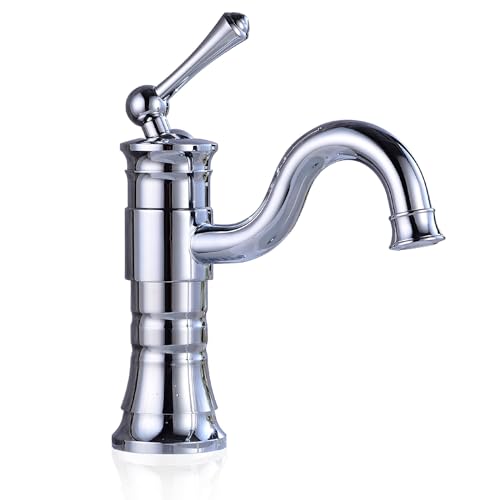 Robinet de lavabo antique en cuivre mitigeur eau chaude froide durable