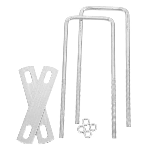 STOBAZA 2 piezas Pernos U Cuadrados Galvanizados de Acero al Carbono Endurecido Abrazaderas de Tubo de Ángulo Recto con Fijación Extendida para Automoción Montaje de Escape y Reparación