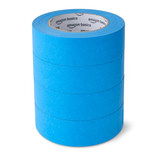 Amazon Basics Malerband, 3.6 cm x 55 m, 4er-Pack Rollen, Blau