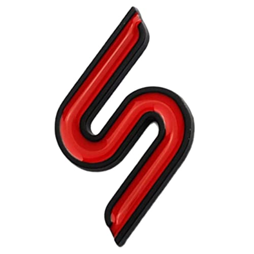 Image of S Emblem 3D Metal Badge Sticker Letter Suitable for Q50 Q50L Q30 Q70 (Red Blcak Outline)