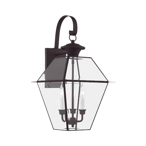 Image of Livex Lighting 2381-07 Westover 3-Light Outdoor Wall Lantern, Bronze